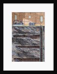 Mining. Coal mine with several floors. Colored engraving by Anonymous