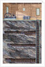 Mining. Coal mine with several floors. Colored engraving by Anonymous