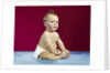 1960s Baby In Diaper Sitting Up Unsupported Red Background by Anonymous