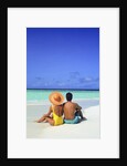 1990s Man And Woman Sitting On The Beach Facing The Water Mopion Island, Grenadines, West Indies by Anonymous