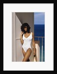 1990s Woman Wearing White Bathing Suit Looking At Camera by Anonymous