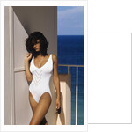 1990s Woman Wearing White Bathing Suit Looking At Camera by Anonymous