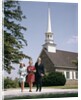1960s Smiling Family Leaving Church Each Carrying Bible by Anonymous