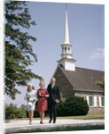 1960s Smiling Family Leaving Church Each Carrying Bible by Anonymous