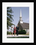 1960s Smiling Family Leaving Church Each Carrying Bible by Anonymous