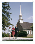 1960s Smiling Family Leaving Church Each Carrying Bible by Anonymous
