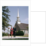 1960s Smiling Family Leaving Church Each Carrying Bible by Anonymous