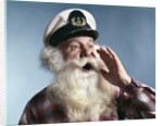 1960s Senior Man Full White Beard Wear Ship Captains Hat Shouting With Hand Cupped To Mouth by Anonymous