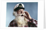 1960s Senior Man Full White Beard Wear Ship Captains Hat Shouting With Hand Cupped To Mouth by Anonymous