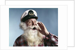 1960s Senior Man Full White Beard Wear Ship Captains Hat Shouting With Hand Cupped To Mouth by Anonymous
