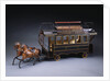 A magnificent early French hand painted tinplate horse drawn open double decker tram, with destination boards by Anonymous