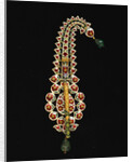 An antique Indian diamond, ruby, emerald and enamel jigha by Anonymous
