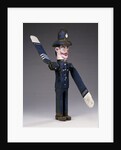 A polychrome wood and metal whirligig modelled as a police sergeant by Anonymous