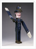 A polychrome wood and metal whirligig modelled as a police sergeant by Anonymous