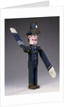 A polychrome wood and metal whirligig modelled as a police sergeant by Anonymous