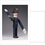 A polychrome wood and metal whirligig modelled as a police sergeant by Anonymous