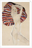 Nude Against Coloured Material by Egon Schiele