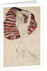 Nude Against Coloured Material by Egon Schiele
