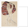 Nude Against Coloured Material by Egon Schiele