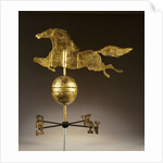 A gilded sheet iron weathervane in the form of a galloping horse by Anonymous