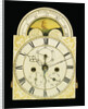 Detail of a federal mahogany dwarf tall-case clock by Joshua Wilder