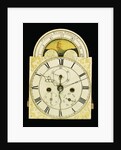 Detail of a federal mahogany dwarf tall-case clock by Joshua Wilder