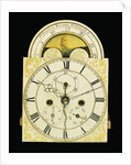 Detail of a federal mahogany dwarf tall-case clock by Joshua Wilder