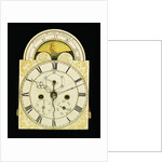 Detail of a federal mahogany dwarf tall-case clock by Joshua Wilder