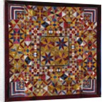 A crazy quilt pattern coverlet by Anonymous