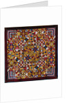 A crazy quilt pattern coverlet by Anonymous