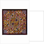 A crazy quilt pattern coverlet by Anonymous