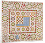 American pieced and appliqued cotton quilted coverlet by Anonymous
