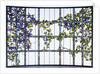 Tiffany Studios 'Clematis' leaded glass three-sectioned skylight by Anonymous