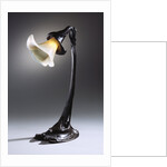 A rare wheel-carved glass and bronze table lamp by Anonymous