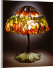 Tiffany Studios leaded glass, bronze and mosaic 'Lotus' lamp by Anonymous