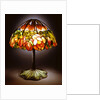 Tiffany Studios leaded glass, bronze and mosaic 'Lotus' lamp by Anonymous