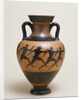 An Attic black-figure amphora of panathenaic shape featuring four naked athletes sprinting to the right by Anonymous