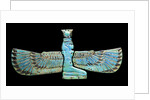 An Egyptian turquoise glazed composition pectorial in the form of a winged Isis by Anonymous