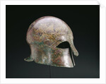 A Greek bronze Corinthian helmet by Anonymous