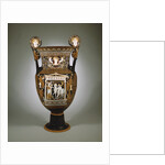 A large red-figure Apulian volute krater depicting a naikos (young warrior) and a winged Nike by Anonymous