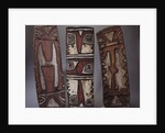 Three Mountain Ok shields of rectangular form by Anonymous