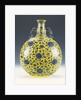 An underglaze blue and yellow enamelled moonflask with a peony and lotus pattern by Anonymous
