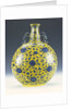 An underglaze blue and yellow enamelled moonflask with a peony and lotus pattern by Anonymous