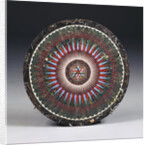 A Roman specimen marble and glass circular top by Francesco Sibilio, with central parcel-gilt concave-sided hexagonal strapwork motif by Anonymous