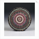 A Roman specimen marble and glass circular top by Francesco Sibilio, with central parcel-gilt concave-sided hexagonal strapwork motif by Anonymous