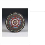 A Roman specimen marble and glass circular top by Francesco Sibilio, with central parcel-gilt concave-sided hexagonal strapwork motif by Anonymous