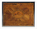 Detail of a North Italian ebony, olivewood, fruitwood and marquetry writing table by Anonymous