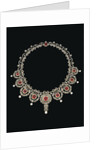 A Belle Epoque ruby and diamond necklace, the front section set with a row of nine graduated cusion-shaped ruby and diamond clusters by Anonymous