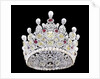 An extraordinary coloured diamond, diamond, natural pearl and ruby crown, mounted in platinum by Anonymous