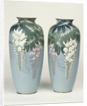 A pair of cloisonne baluster vases depicting wisteria by Anonymous